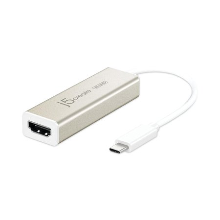 J5CREATE USB-C to HDMI Adapter, 5.71", Silver/White JCA153US